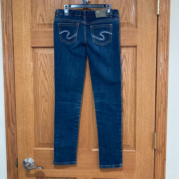 SILVER SASHA Girl's 14 Skinny Jeans Medium Wash Adjustable Waist Blue Denim - Picture 1 of 9